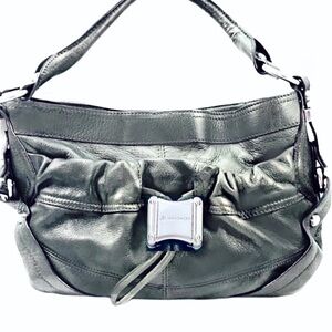 B Makowsky Soft Gray Leather Shoulder Bag 12” x 8” x 4”